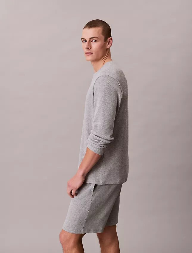 Henley-Schlafshirt aus Waffelpiqué Henley-Schlafshirt aus Waffelpiqué