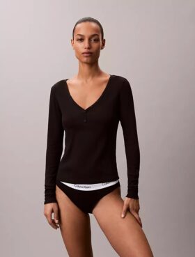 Henley-T-Shirt aus Cotton Stretch-Rippstrick