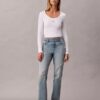 High-Waist-Jeans mit geradem Bein
