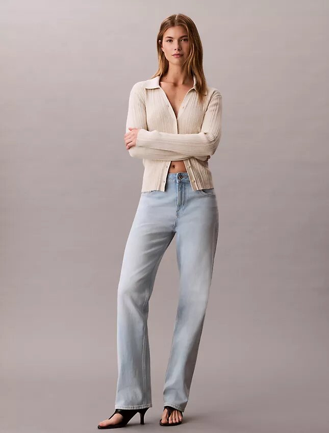 High-Waist-Jeans mit geradem Bein High-Waist-Jeans mit geradem Bein