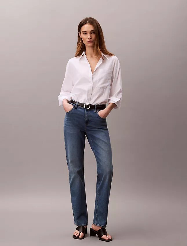 High-Waist-Jeans mit geradem Bein High-Waist-Jeans mit geradem Bein