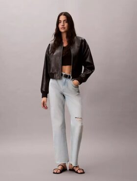 High-Waist-Jeans mit geradem Bein