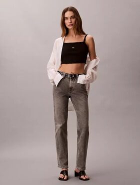 High-Waist-Jeans mit geradem Bein
