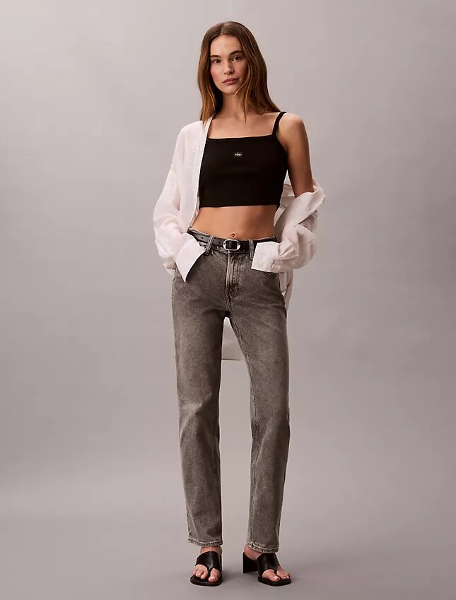High-Waist-Jeans mit geradem Bein High-Waist-Jeans mit geradem Bein