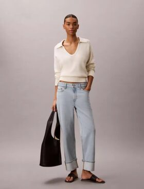 High-Waist-Jeans mit geradem Bein