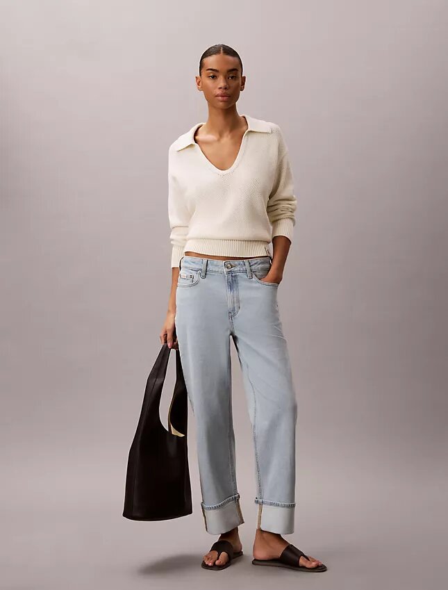High-Waist-Jeans mit geradem Bein High-Waist-Jeans mit geradem Bein