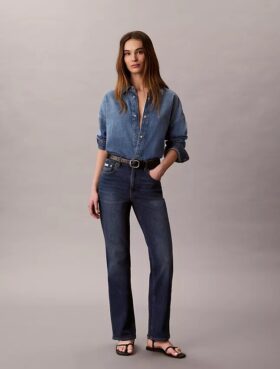 High-Waist-Jeans mit geradem Bein High-Waist-Jeans mit geradem Bein
