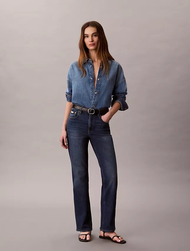 High-Waist-Jeans mit geradem Bein High-Waist-Jeans mit geradem Bein