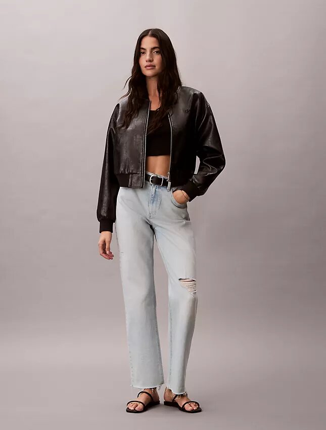 High-Waist-Jeans mit geradem Bein High-Waist-Jeans mit geradem Bein