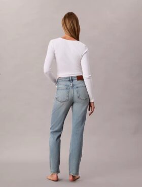 High-Waist-Jeans mit geradem Bein