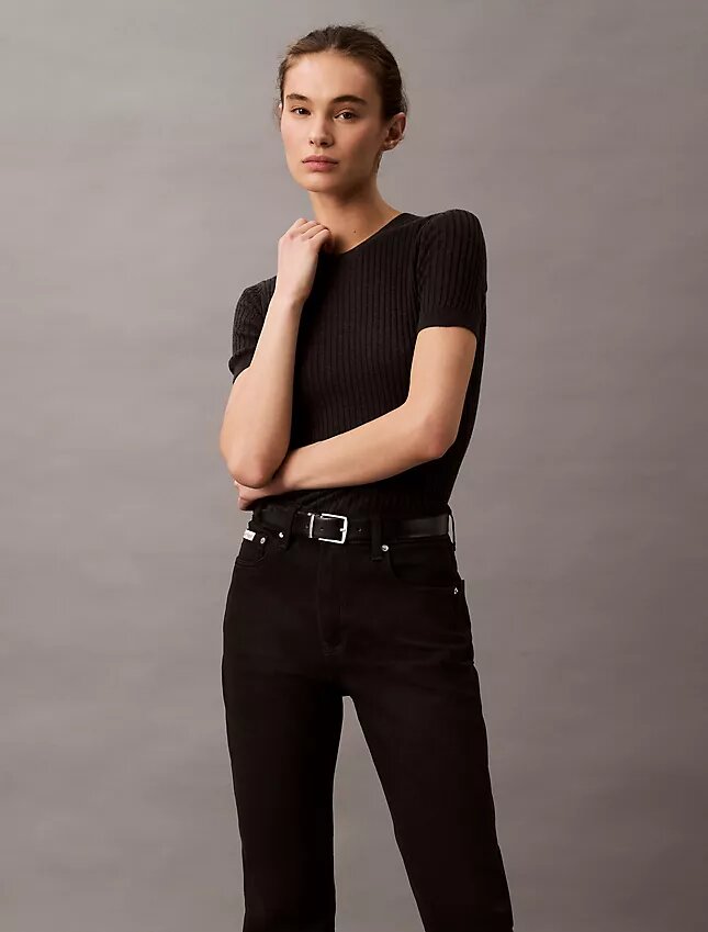 High-Waist-Jeans mit geradem Bein High-Waist-Jeans mit geradem Bein