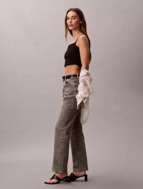 High-Waist-Jeans mit geradem Bein