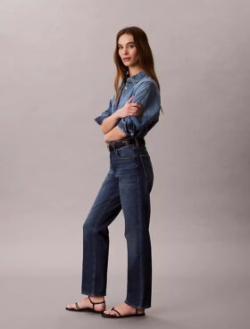 High-Waist-Jeans mit geradem Bein High-Waist-Jeans mit geradem Bein