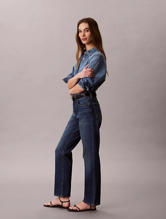 High-Waist-Jeans mit geradem Bein High-Waist-Jeans mit geradem Bein
