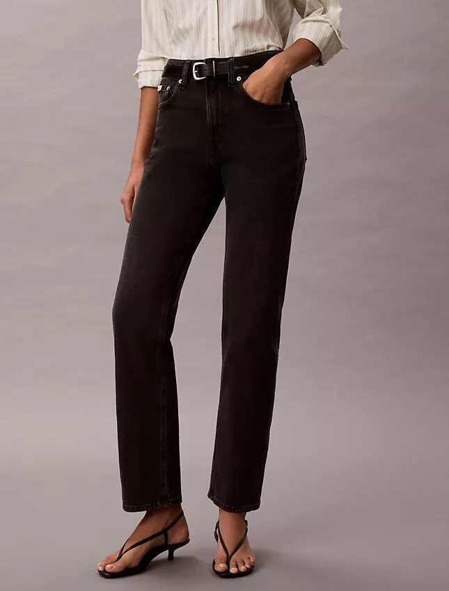 High-Waist-Jeans mit geradem Bein High-Waist-Jeans mit geradem Bein