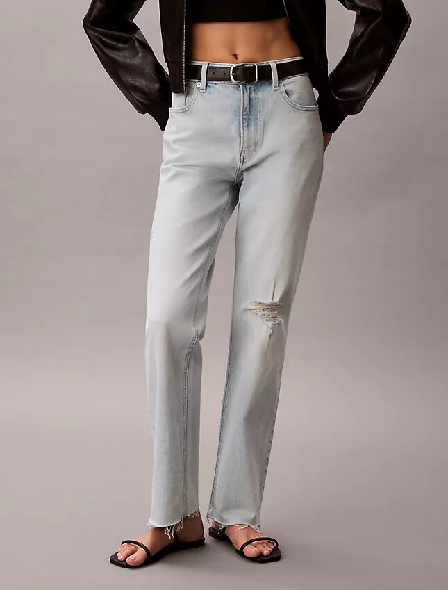 High-Waist-Jeans mit geradem Bein High-Waist-Jeans mit geradem Bein