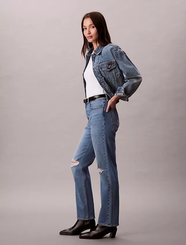 High-Waist-Jeans mit geradem Bein High-Waist-Jeans mit geradem Bein