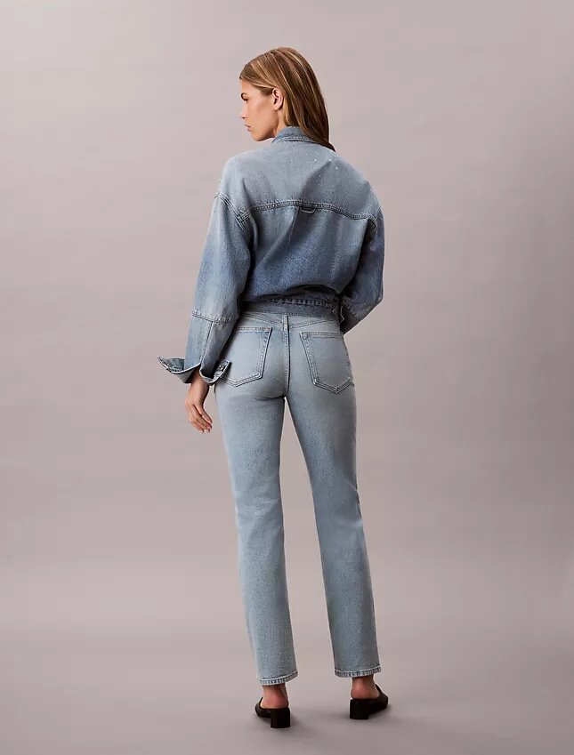 High-Waist-Jeans mit geradem Bein High-Waist-Jeans mit geradem Bein