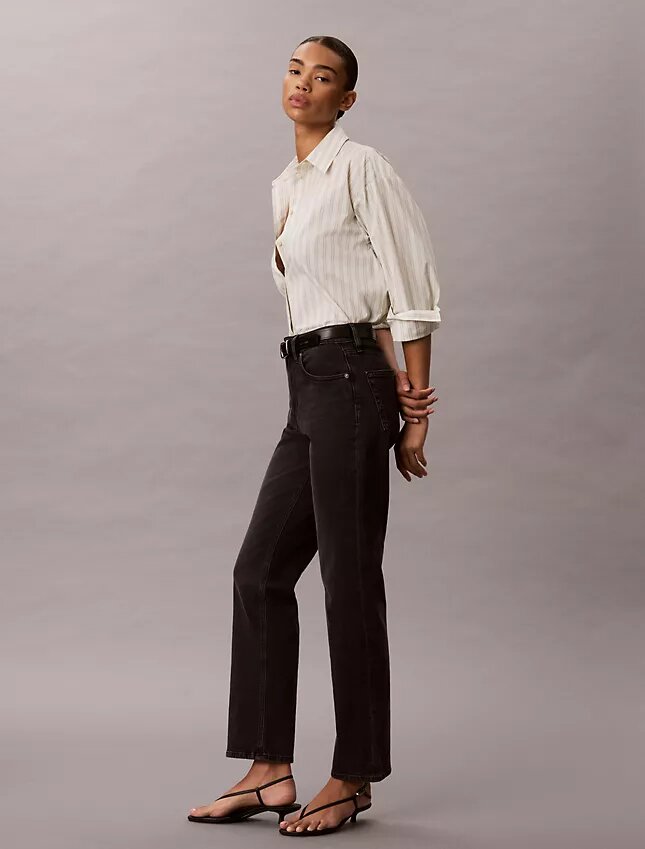 High-Waist-Jeans mit geradem Bein High-Waist-Jeans mit geradem Bein