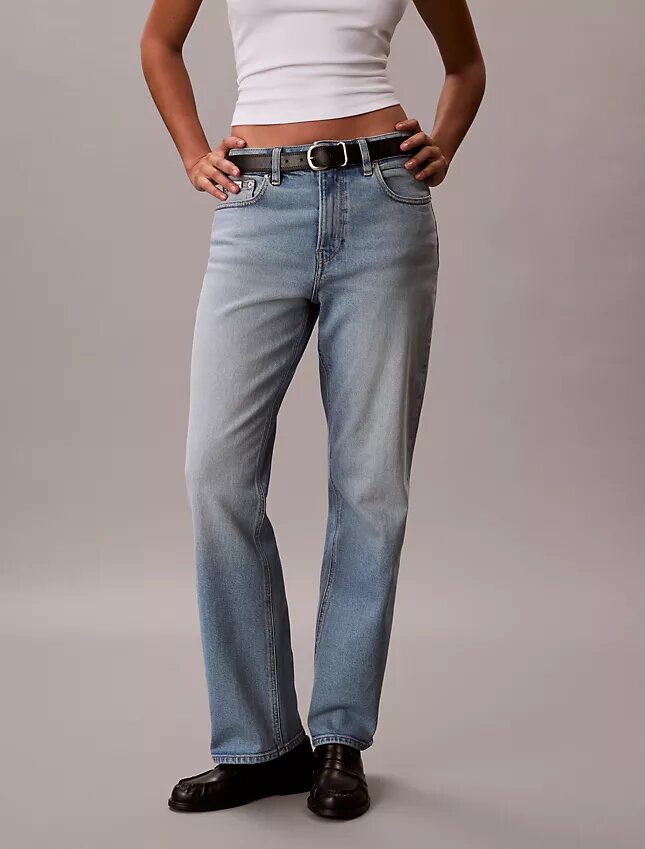 High-Waist-Jeans mit geradem Bein High-Waist-Jeans mit geradem Bein
