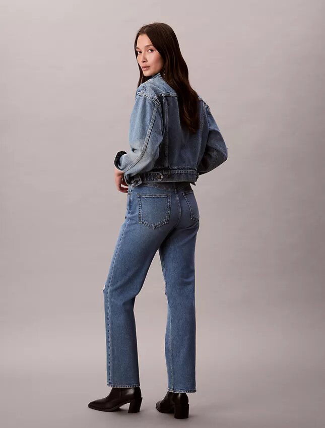 High-Waist-Jeans mit geradem Bein High-Waist-Jeans mit geradem Bein