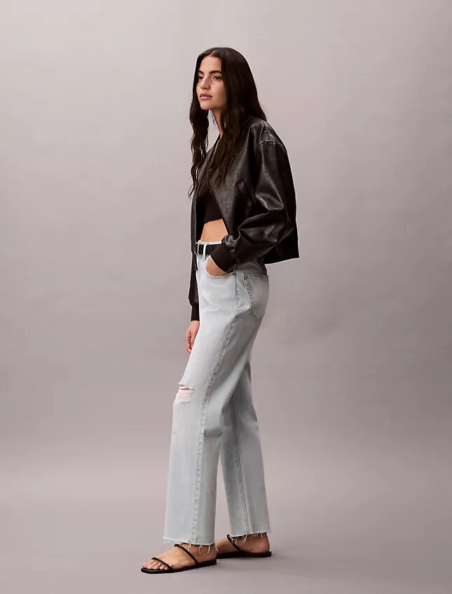 High-Waist-Jeans mit geradem Bein High-Waist-Jeans mit geradem Bein