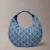 Hobo-Tasche aus Denim mit durchgängigem Emblem-Logo Hobo-Tasche aus Denim mit durchgängigem Emblem-Logo