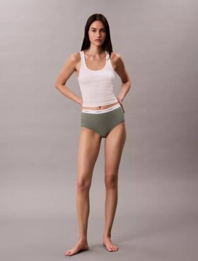 Hoch geschnittener Slip aus Cotton Stretch-Rippstoff