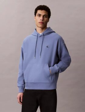 Hochwertiger, lockerer Monogram-Fleece-Hoodie aus Frottee