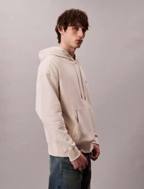 Hochwertiger, lockerer Monogram-Fleece-Hoodie aus Frottee