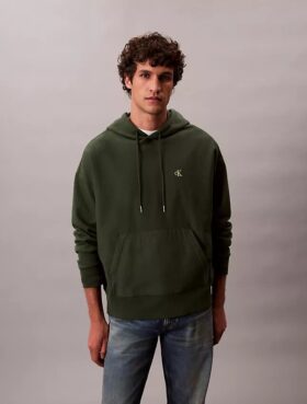 Hochwertiger, lockerer Monogram-Fleece-Hoodie aus Frottee