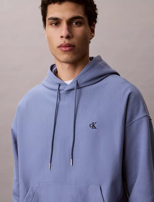 Hochwertiger, lockerer Monogram-Fleece-Hoodie aus Frottee Hochwertiger, lockerer Monogram-Fleece-Hoodie aus Frottee