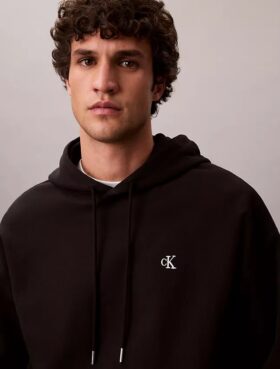 Hochwertiger, lockerer Monogram-Fleece-Hoodie aus Frottee