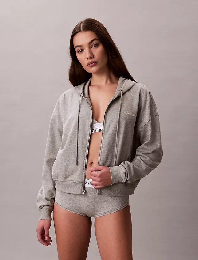 Hoodie aus Baumwolljersey mit durchgehendem Reißverschluss und Logo Hoodie aus Baumwolljersey mit durchgehendem Reißverschluss und Logo