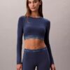 Icon Baumwoll-Modal, leicht gefüttert, Langarm-T-Shirt-Bralette