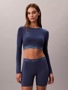 Icon Baumwoll-Modal, leicht gefüttert, Langarm-T-Shirt-Bralette