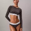 Icon Baumwoll-Modal, leicht gefüttert, Langarm-T-Shirt-Bralette