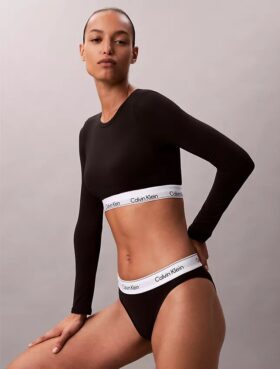 Icon Baumwoll-Modal, leicht gefüttert, Langarm-T-Shirt-Bralette