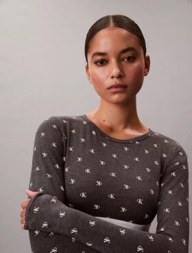 Icon Baumwoll-Modal, leicht gefüttert, Langarm-T-Shirt-Bralette