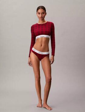 Icon Baumwoll-Modal, leicht gefüttert, Langarm-T-Shirt-Bralette