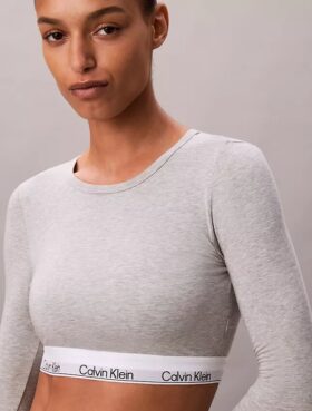 Icon Baumwoll-Modal, leicht gefüttert, Langarm-T-Shirt-Bralette
