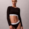 Icon Baumwoll-Modal, leicht gefüttert, Langarm-T-Shirt-Bralette