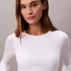 Icon Baumwoll-Modal, leicht gefüttert, Langarm-T-Shirt-Bralette