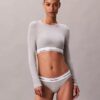 Icon Baumwoll-Modal, leicht gefüttert, Langarm-T-Shirt-Bralette