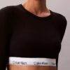 Icon Baumwoll-Modal, leicht gefüttert, Langarm-T-Shirt-Bralette
