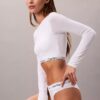 Icon Baumwoll-Modal, leicht gefüttert, Langarm-T-Shirt-Bralette