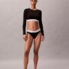 Icon Baumwoll-Modal, leicht gefüttert, Langarm-T-Shirt-Bralette