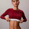 Icon Baumwoll-Modal, leicht gefüttert, Langarm-T-Shirt-Bralette