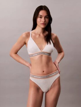 Icon Baumwoll-Modal-Streifen Leicht gefütterter Triangel-Bralette