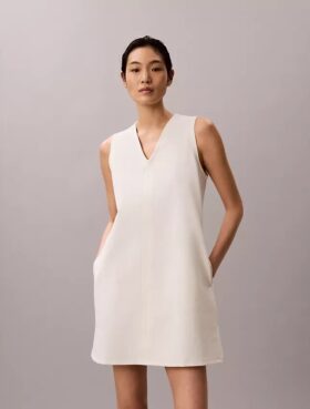 Interlock-Minikleid mit V-Ausschnitt